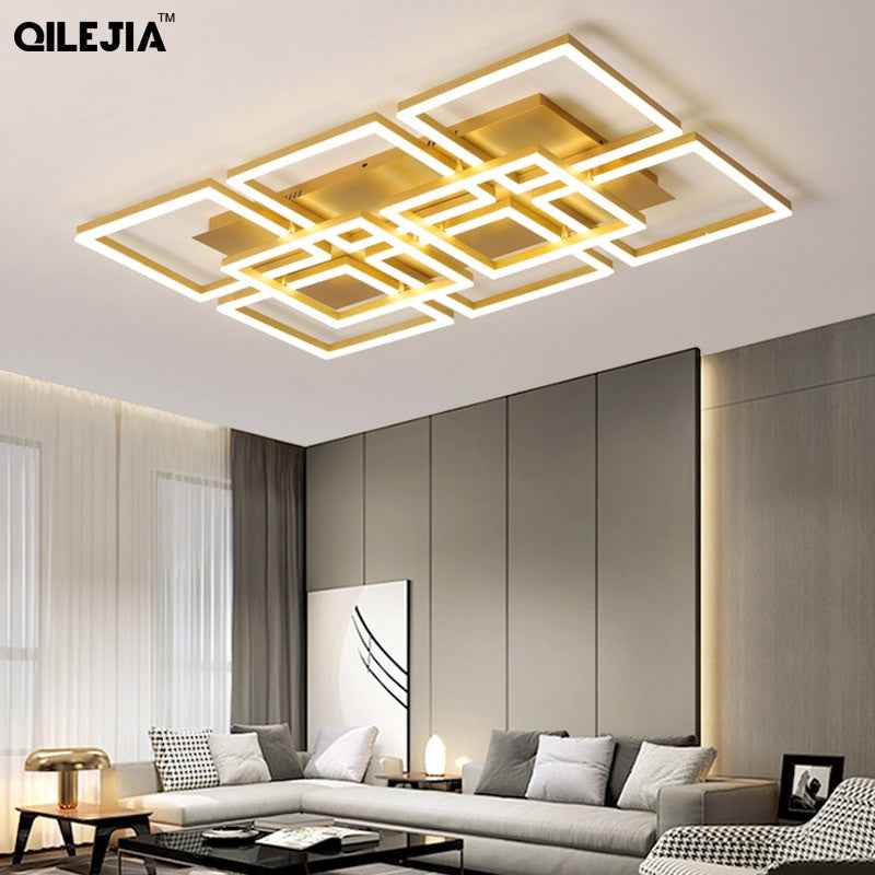 Modern LED chandelier lamps for the living room Home golden color lamps for the bedroom with remote control dimming dining room|Chandeliers