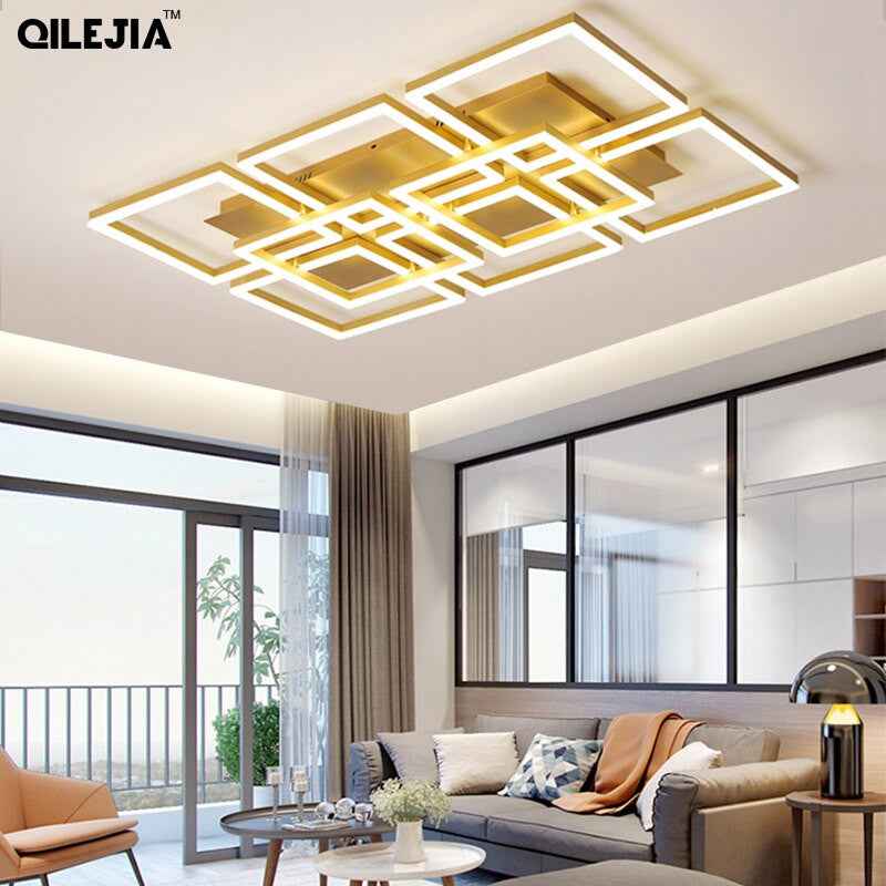Modern LED chandelier lamps for the living room Home golden color lamps for the bedroom with remote control dimming dining room|Chandeliers