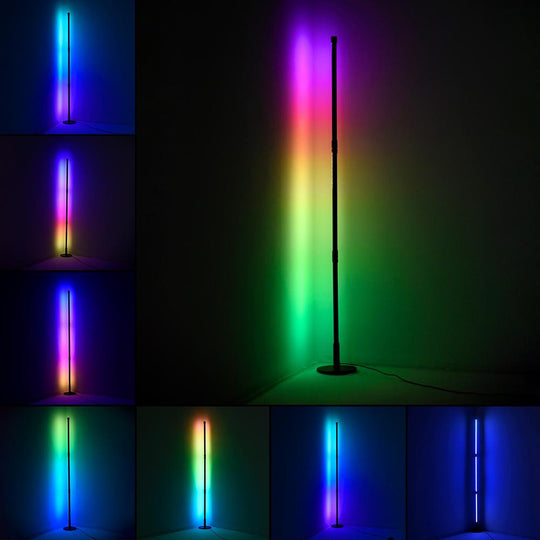 Modern RGB Corner Floor Lamp With Remote Control Minimalist LED Line Lighting For Living Room And Bedroom Frontier General Hardware