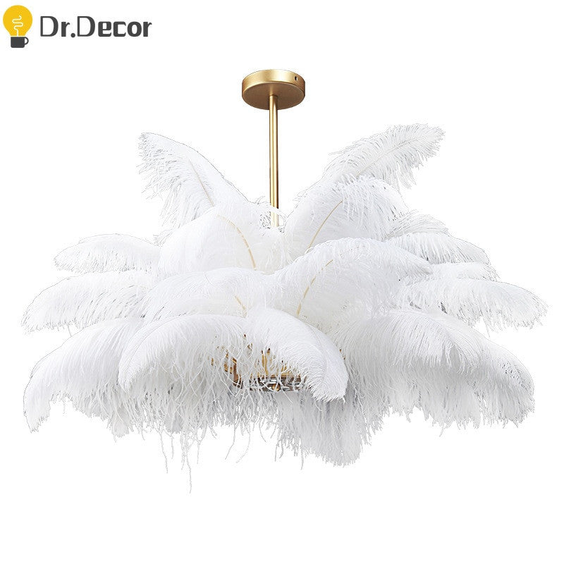 Modern Pure Ostrich Feather Pendant Lights LOFT LED Pendant Lamp Bedroom Decor Living Room Decoration Restaurant Hanging Lamps|Pendant Lights| - Frontier General Hardware