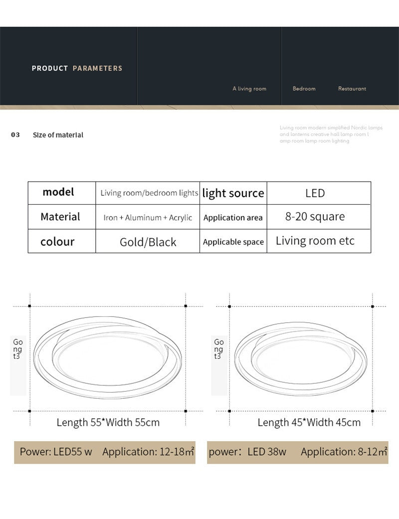 Modern Round LED Chandeliers for Bedroom Living Room Kitchen Lights Hanging Study Gold Ceiling Lamp Home Decoration Luminaria|Pendant Lights| - Frontier General Hardware