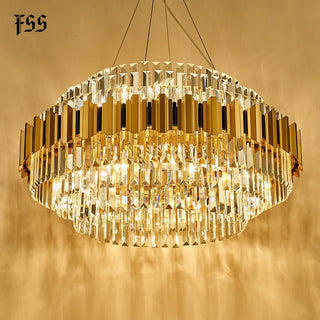 Modern Gold Chandelier Lighting For Living Room Luxury Crystal Lamp Home Decoration Chain LED Crystal Light Fixtures Frontier General Hardware