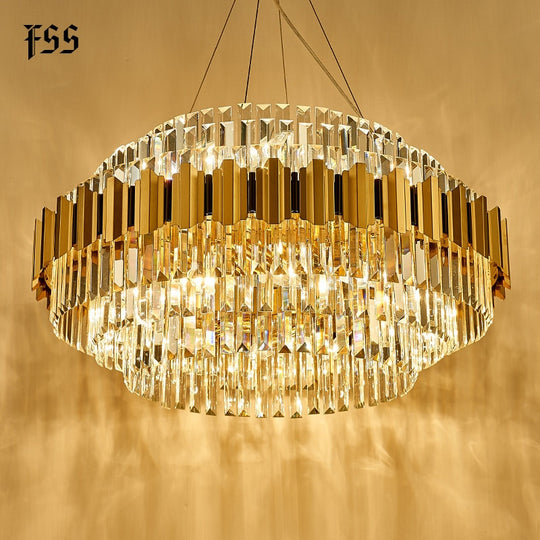 Modern Gold Chandelier Lighting For Living Room Luxury Crystal Lamp Home Decoration Chain LED Crystal Light Fixtures Frontier General Hardware