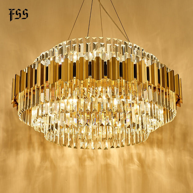 Modern Gold Chandelier Lighting For Living Room Luxury Crystal Lamp Home Decoration Chain LED Crystal Light Fixtures Frontier General Hardware