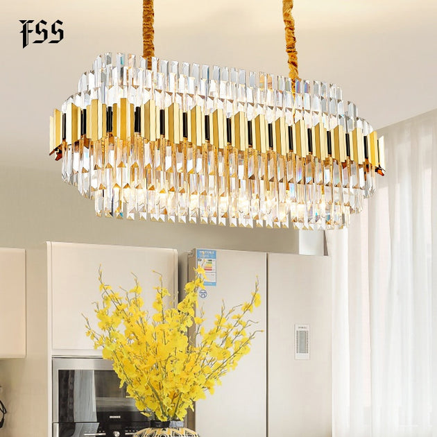 Modern Gold Chandelier Lighting For Living Room Luxury Crystal Lamp Home Decoration Chain LED Crystal Light Fixtures Frontier General Hardware