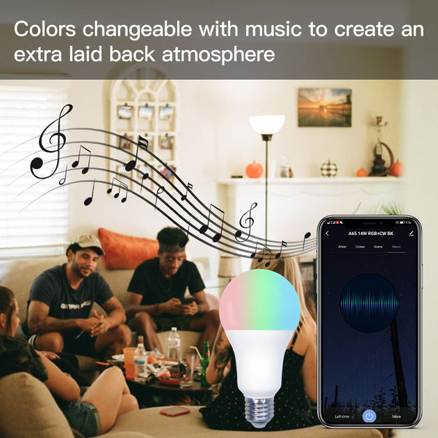 Moes WiFi Smart LED Light Bulb Dimmable Lamp 14W RGB C+W E27 Color Changing Tuya Smart App Control Work with Alexa Google LED Frontier General Hardware