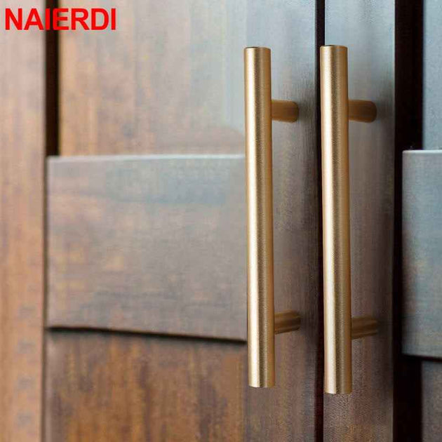 NAIERDI Brushed Black Gold Kitchen Door Handles Stainless Steel Straight Cupboard Handles Knobs Cabinet Pull Furniture Handle|Cabinet Pulls