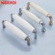 NAIERDI Modern Ceramic Cabinet Handles Zinc Alloy Drawer Knobs Bright Chrome Wardrobe Door Handles Furniture Handle 96mm/128mm|Cabinet Pulls
