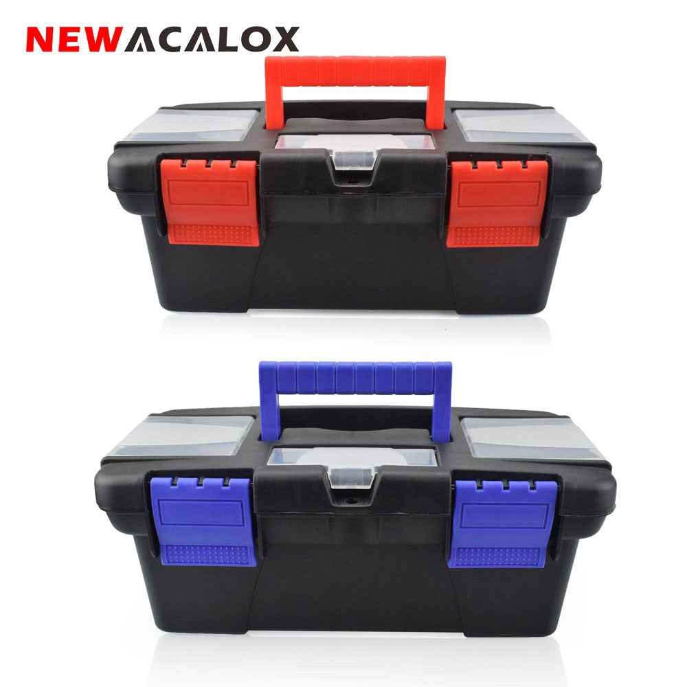 NEWACALOX 10" Tool Box with Handle Compartment Storage Organizers Toolbox for Hardware Tool Soldering Iron Accessories Toolcase|Tool Boxes