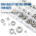 NINDEJIN 288pcs Hex Hexagon Thin Nuts Assortment Kit M3 M4 M5 M6 M8 M10 M12 304 Stainless Steel Metric DIN439 Hex Thin Nuts Set|Nuts