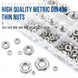 NINDEJIN 288pcs Hex Hexagon Thin Nuts Assortment Kit M3 M4 M5 M6 M8 M10 M12 304 Stainless Steel Metric DIN439 Hex Thin Nuts Set|Nuts