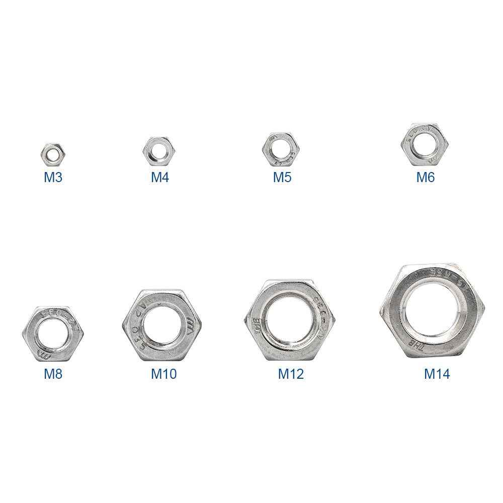 NINDEJIN 288pcs Hex Hexagon Thin Nuts Assortment Kit M3 M4 M5 M6 M8 M10 M12 304 Stainless Steel Metric DIN439 Hex Thin Nuts Set|Nuts