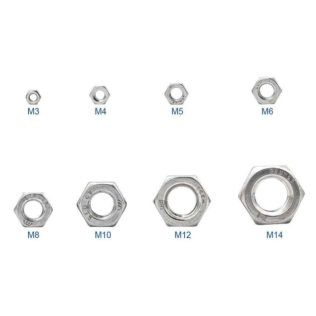 NINDEJIN 288pcs Hex Hexagon Thin Nuts Assortment Kit M3 M4 M5 M6 M8 M1