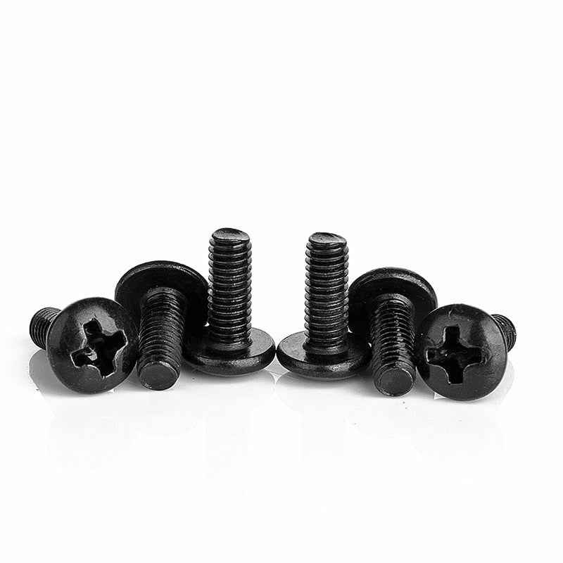 NINDEJIN 30/40Pcs M3 M4 TM Screws Phillips Truss Mushroom Head Screw Black Plated Electronic Carbon Steel Samll Screws|Screws