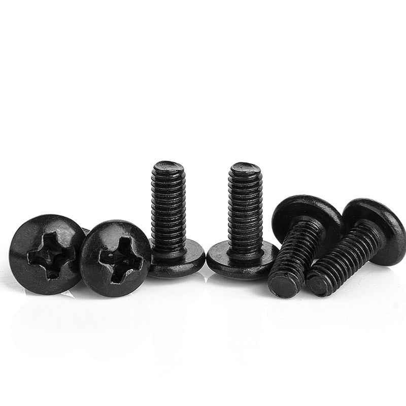 NINDEJIN 30/40Pcs M3 M4 TM Screws Phillips Truss Mushroom Head Screw Black Plated Electronic Carbon Steel Samll Screws|Screws