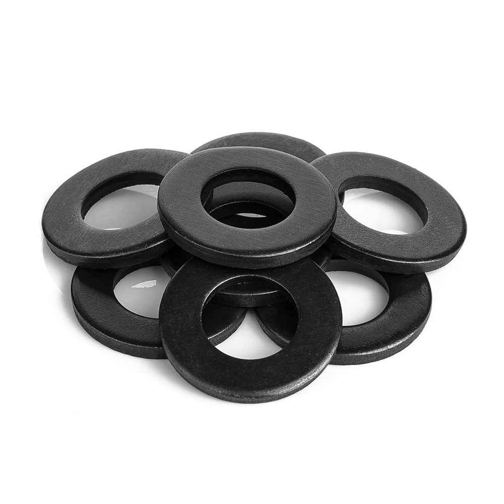 NINDEJIN 500pcs Flat Washer Set m2 m2.5 m3 m4 m5 m6 m8 m10 Carbon Steel Black Gasket Set Plain Washer Assortment Kit Ring|Washers