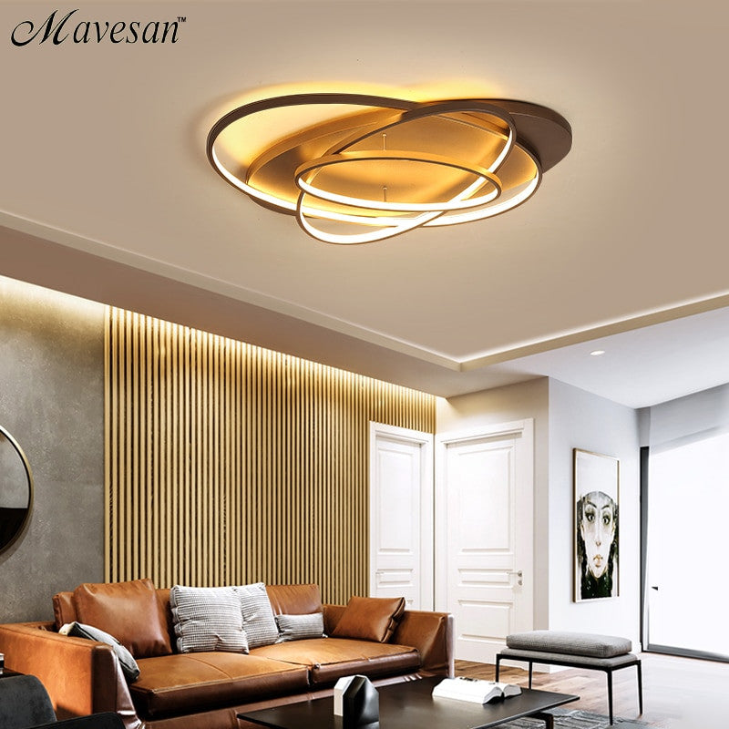 New Arrival Modern Led Ceiling Chandelier Coffee & White Color LED Chandelier For Living Study Room Bedroom Aluminum Body|Chandeliers - Frontier General Hardware