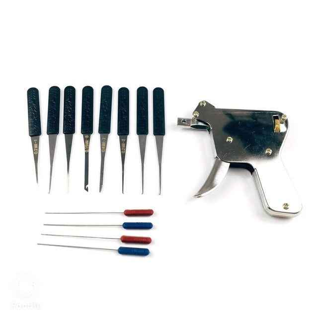 Locksmith Lock Gun with Transparent Practice Locks Broken Key Extractor Pick Tool Set