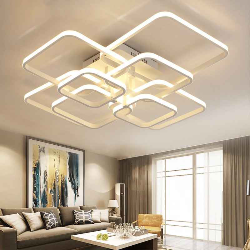 New led Chandelier Lights For Living Room Dining Kitchen Bedroom Home Modern Rectangle Ceiling Lamp Lighting Fixtures|Chandeliers