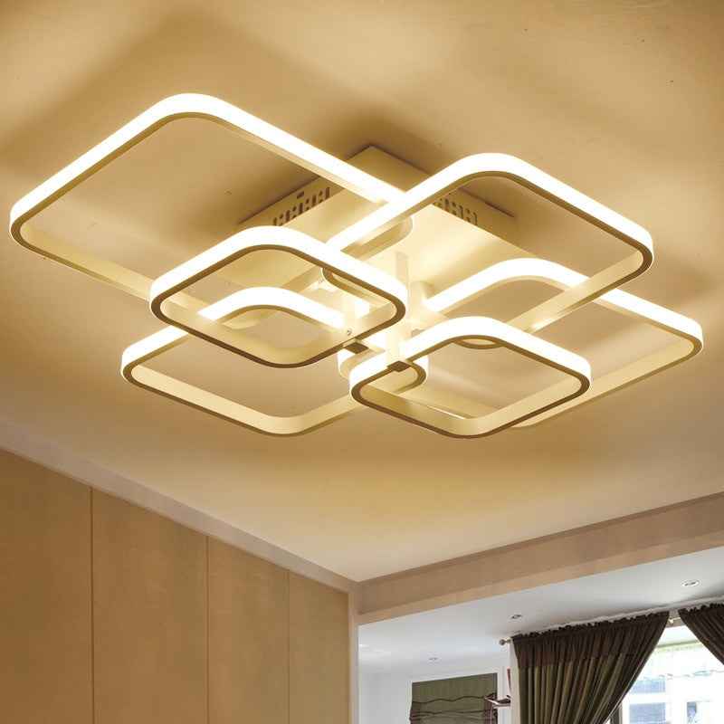 New led Chandelier Lights For Living Room Dining Kitchen Bedroom Home Modern Rectangle Ceiling Lamp Lighting Fixtures|Chandeliers
