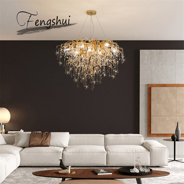 Nordic Loft Crystal LED Chandelier Modern For Kitchen Living Room Villa Staircase E14 Hanging Lamps Chandeliers Frontier General Hardware