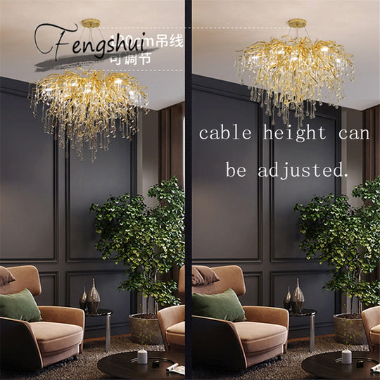 Nordic Loft Crystal LED Chandelier Modern For Kitchen Living Room Villa Staircase E14 Hanging Lamps Chandeliers Frontier General Hardware