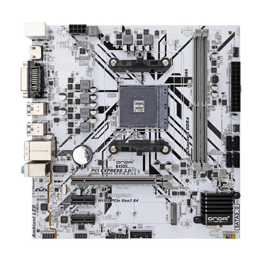 ONDA B450S Motherboard B450 AMD AM4 For Ryzen 1/2/3/4/5 Gen & Athlon Processors 64GB PCI-E 3.0 16X SATA3.0 M.2 DDR4 B450M Frontier General Hardware