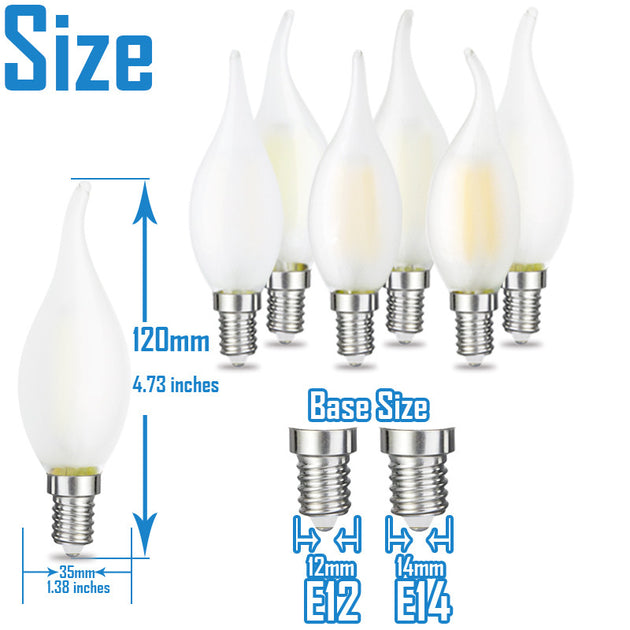 Pack Of 2 Dimmable LED Frosted Candle Bulbs E12 E14 110V 220V Vintage Retro Filament Lamps For Chandeliers Frontier General Hardware