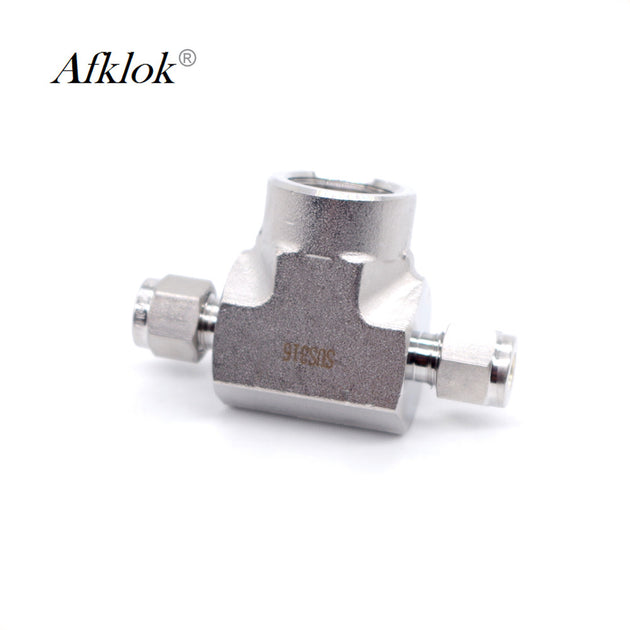 Stainless Steel 316 3 Way Pipe Tee Fittings Connector Hex 3/8 Inch OD to NPT Female Frontier General Hardware