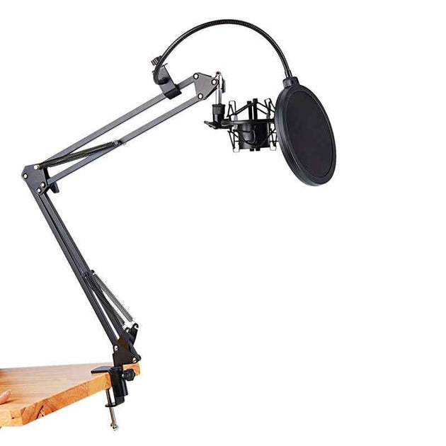 Promotion NB 35 Microphone Scissor Arm Stand and Table Mounting Clamp&NW Filter Windscreen Shield & Metal Mount Kit|Mic Stand
