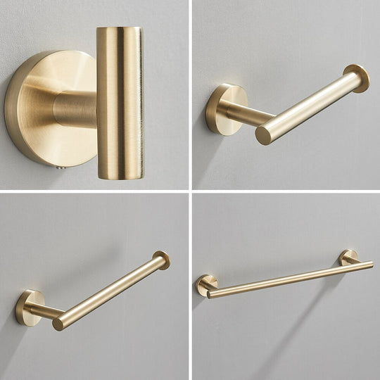 Brushed Gold Towel Rail Paper Holder And Hook Set Stainless Steel Bathroom Accessories Black Towel Hanger Bath Hardware Frontier General Hardware