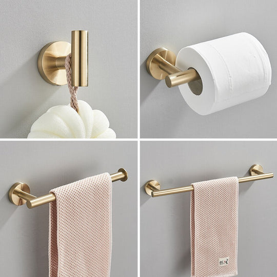 Brushed Gold Towel Rail Paper Holder And Hook Set Stainless Steel Bathroom Accessories Black Towel Hanger Bath Hardware Frontier General Hardware