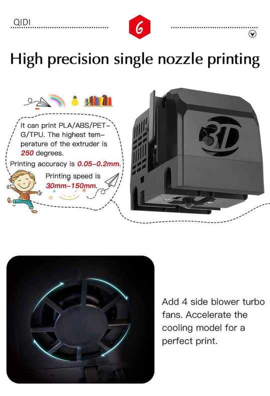 QIDI 3D Printer x maker Educational Grade Impresora 3D Drucker High Precision Print size 170mm*150mm*160mm with ABS,PLA,Flexible|3D Printers