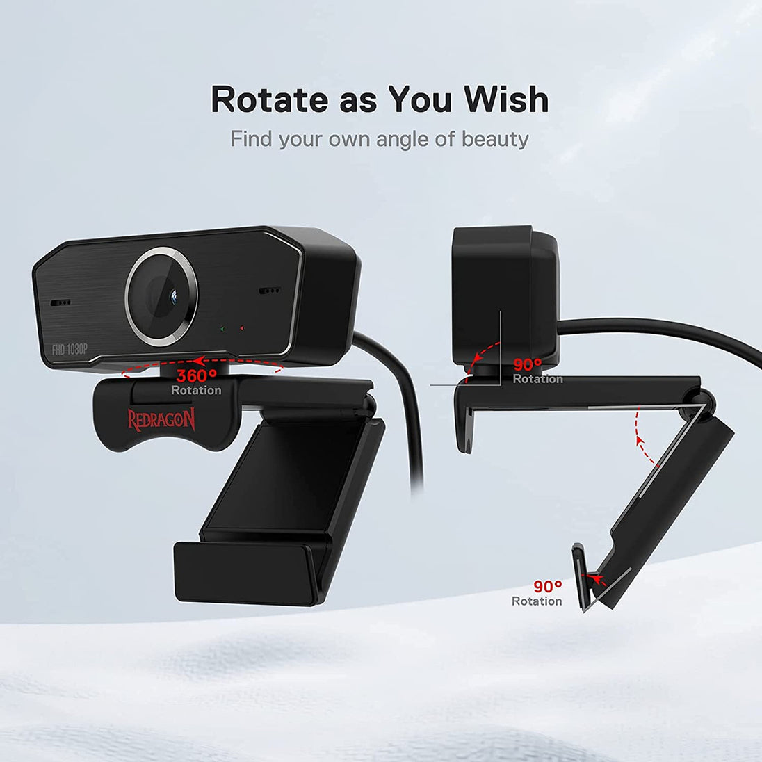 Redragon Gw800 Apex USB HD Webcam With Autofocus, Light Correction, And Dual MEMS Microphones Frontier General Hardware