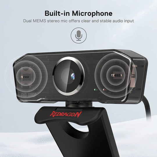 Redragon GW800 1080P Webcam With Built In Microphone 360 Degree Rotation USB 2.0 30FPS For Video Conferencing Frontier General Hardware