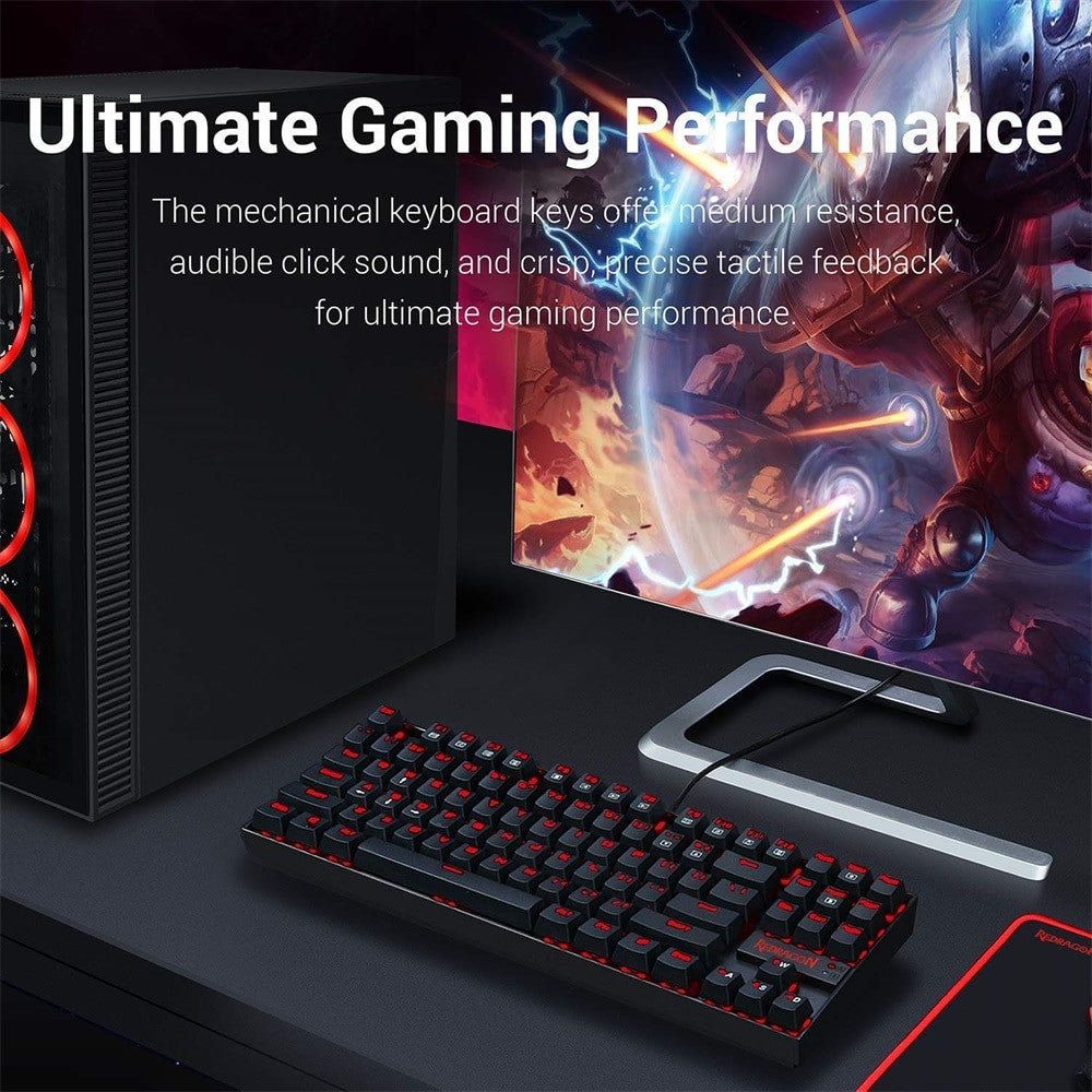Redragon K552 KUMARA Mechanical Gaming Keyboard 87 Keys Red Backlit Gamer Keyboard|mechanical keyboard|keyboard for gamers87 keys - Frontier General Hardware