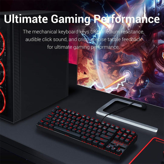 Redragon K552 KUMARA Mechanical Gaming Keyboard 87 Keys Red Backlit Gamer Keyboard|mechanical keyboard|keyboard for gamers87 keys - Frontier General Hardware