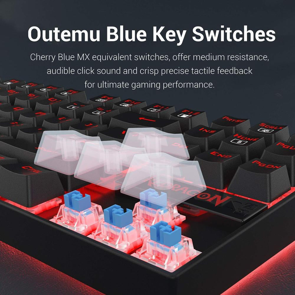 Redragon K552 KUMARA Mechanical Gaming Keyboard 87 Keys Red Backlit Gamer Keyboard|mechanical keyboard|keyboard for gamers87 keys - Frontier General Hardware