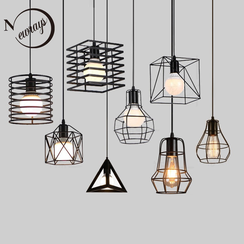 Retro loft industrial iron hanging lights E27 110V 220V LED black pendant lamps for kitchen living room bedroom aisle restaurant|Pendant Lights - Frontier General Hardware