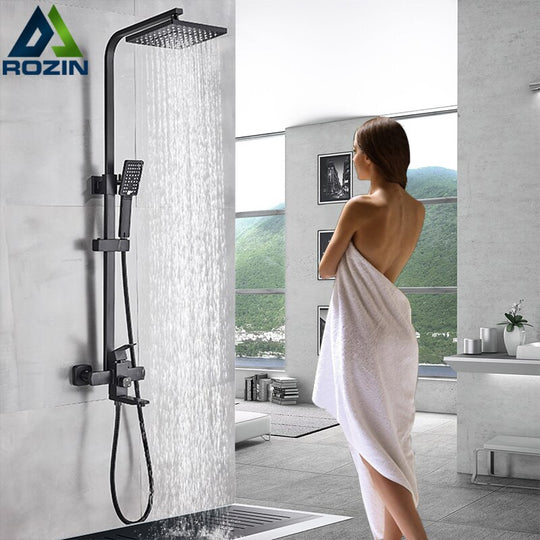 Polished Chrome Rain Showerhead 12 10 8 Inch With Single Handle Bathtub Shower Mixer Taps Wall Mount Bath Faucets Frontier General Hardware