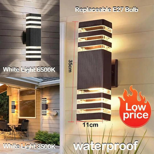 LED Outdoor Wall Lights E27 Up Down Exterior Wall Sconce IP65 Waterproof Lamp For Porch Front Door Garden Frontier General Hardware