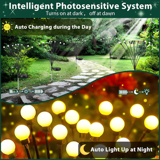 8pcs Outdoor Lights Solar Lawn Lamp Garden Lamp LED Wind-driven Firefly Ground Plug Lamp for Garden Lawn Landscape Holiday Light Frontier General Hardware