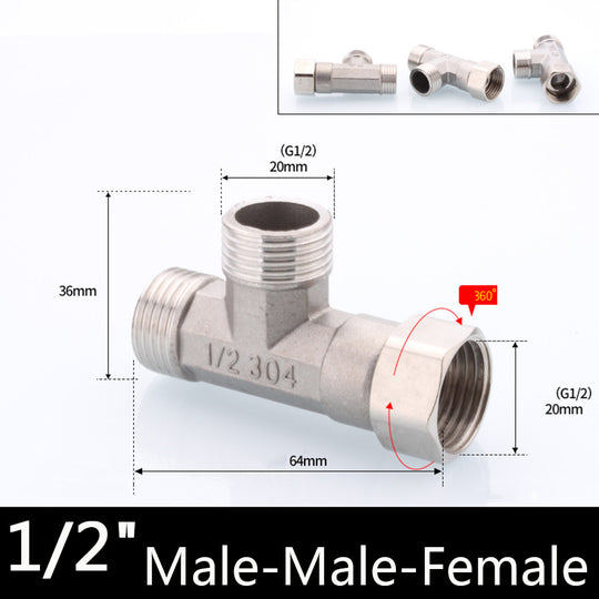 201 Stainless Steel Movable Joint Half Inch BSPT Female Male Butt Joint Elbow Adapter Tee Type Coupler Plumbing Fittings Frontier General Hardware