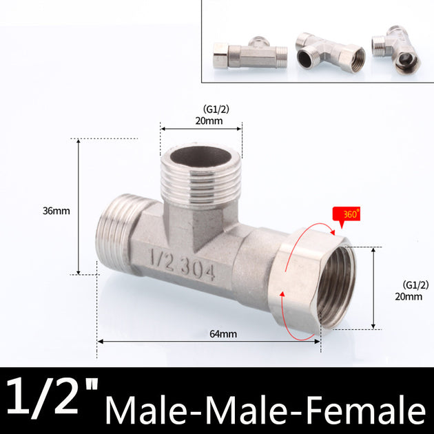 201 Stainless Steel Movable Joint Half Inch BSPT Female Male Butt Joint Elbow Adapter Tee Type Coupler Plumbing Fittings Frontier General Hardware