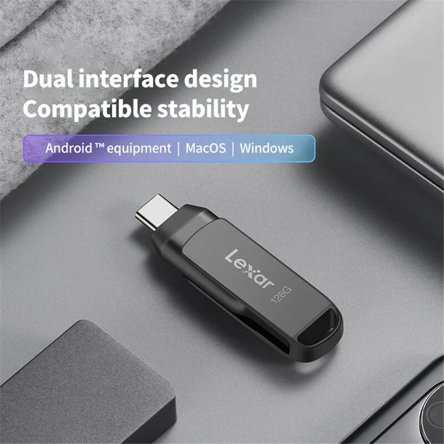 Lexar 64GB Type-C Dual Port U Drives 128GB D400 USB 3.1 256GB 130MB/s Metal Flash Drive for Mobile Phone Computer 32GB 100MB/s Frontier General Hardware