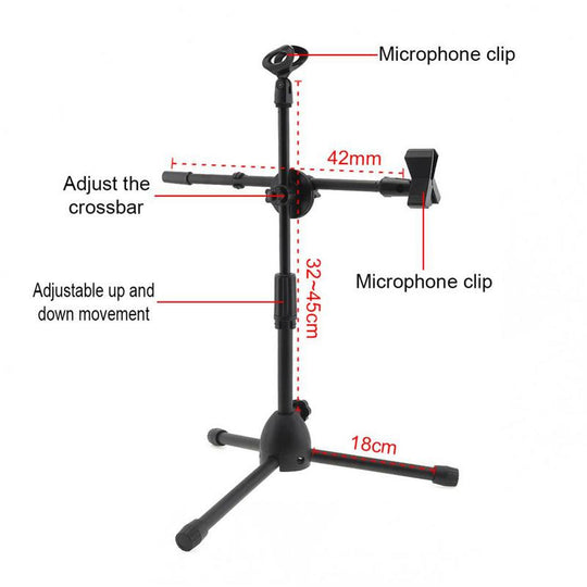 Portable Foldable Angle Adjustable Tripod Microphone Stand With Mic Clip Holder For Desktop Microphone Frontier General Hardware