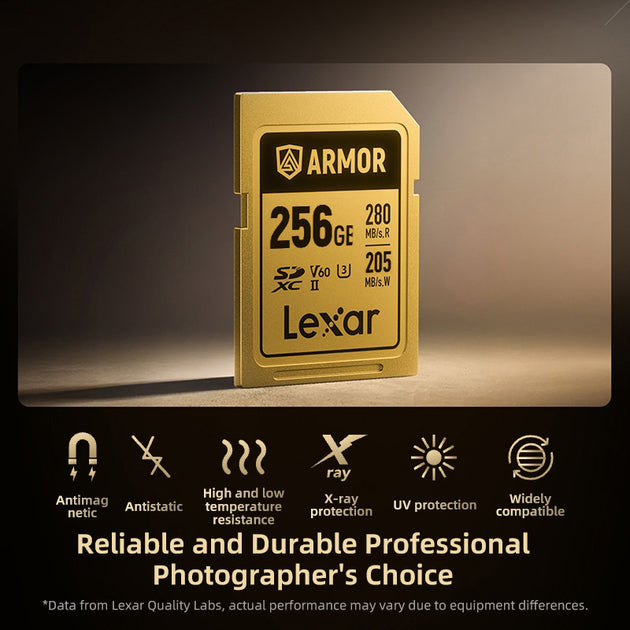 Lexar ARMOR GOLD SD Card World's First Stainless Steel Metal Card Camera 6K UHS-II V60 128GB 256GB Memory Card for Camera Frontier General Hardware