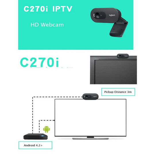 Logitech C270i HD Webcam 720p With Built In Microphone USB 2.0 For PC Video Calls And Streaming Frontier General Hardware