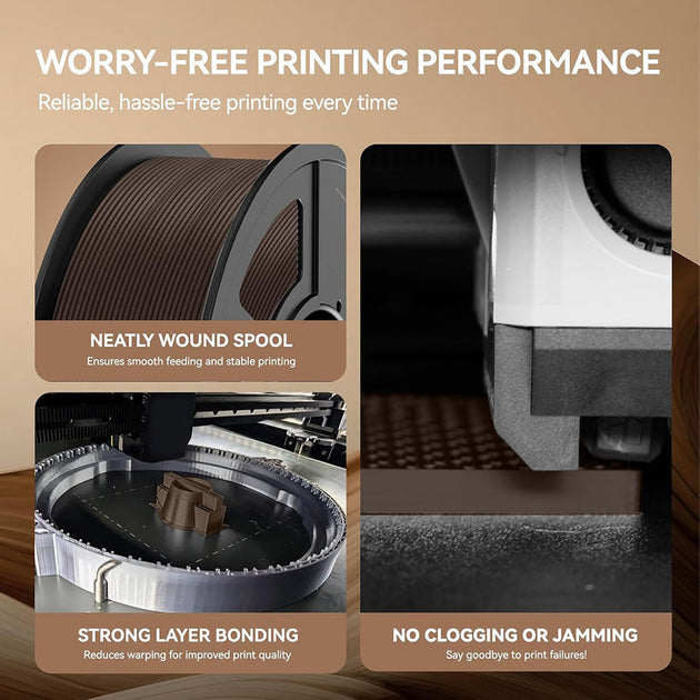 JAYO Wood PLA 3D Filament 1.75mm 1.1KG PLA Wood Texture 3D Printer Filament 15% Wood Fiber 3D Printing Materials 6Rolls/Set Frontier General Hardware