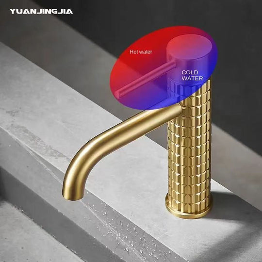 Brass bathroom basin faucet diamond single handle design high-end hotel cold and hot dual control basin high & low faucet Frontier General Hardware